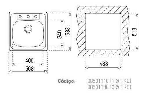 Fregadero Teka Empotrar 508.533 1c (20.21) 1ø Tke 8501110
