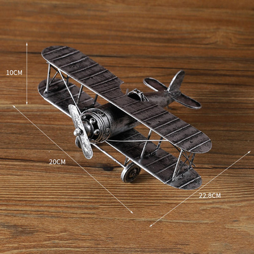 Avión Biplano Pequeño, Modelo De Avión De Metal Plata