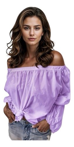 Blusa Ligera Hombros Descubiertos Efecto Drapeado #42-b