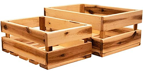 Villa - Caja De Almacenamiento De Madera De Acacia (2 Unidad