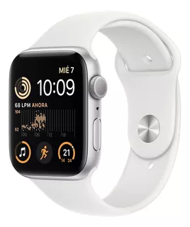 Apple Watch SE GPS - Caja de aluminio plata 44 mm - Correa deportiva blanca - Patrón