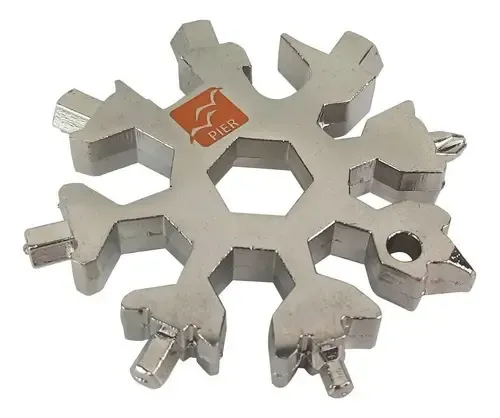 Chaveiro Multitool 18 em 1 Pier Telecom Snowflake Aço Inox
