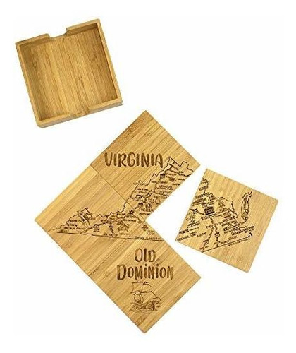 Totally Bamboo Virginia State Puzzle Juego De Posavasos De B