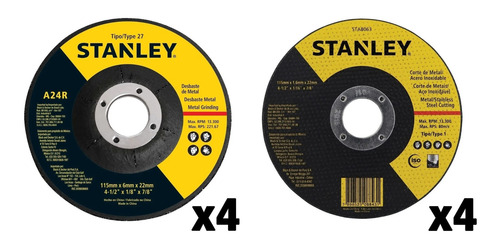 Amoladora Angular Stanley 710w Stgs7115k + 10 Discos 115mm