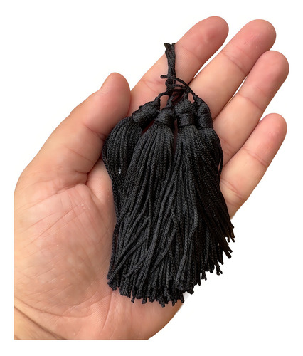 100 Franja Pingente Tassel Seda 8cm- Escolha A Cor Cor Preto