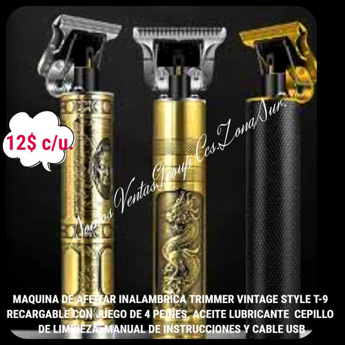 Maquina D Afeitar Trimmer Recargable Vintage Style Inalambr 