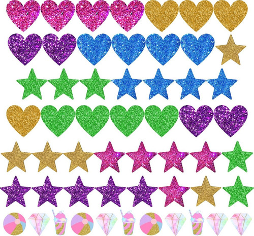 Imagem 3 de 7 de Adesivo Parede Unicornio Glitter + Corações Estrelas + Nome