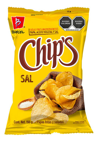 3 Pack Papas Fritas Sal Chips Barcel 150