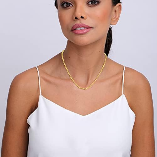 Lecalla Collar De Cadena De Bolas Chapada En Oro Italiano De