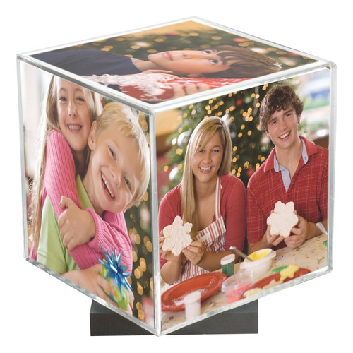 Spinning Photo Cube Base De Plata, Tiene Capacidad 5 Fo...