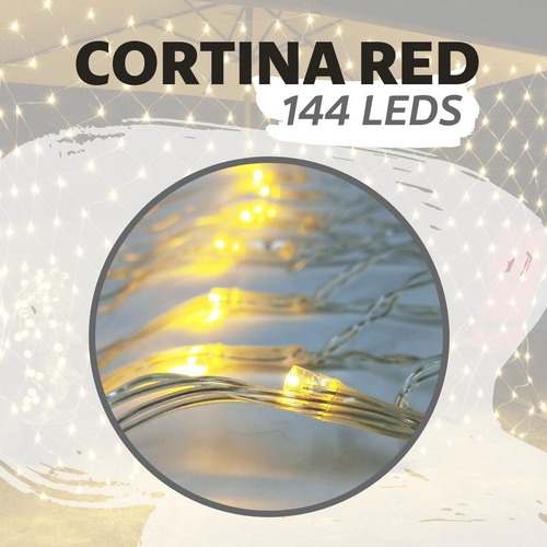 Imagen 3 de 10 de Cortina Red Luces Navidad Calida Guirnalda 2x2 Metros Oryx