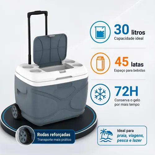 Caixa Térmica Everest Com Rodas Alças E Porta-copos | MercadoLivre