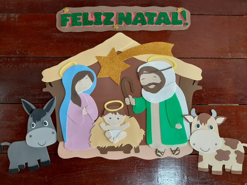 Painel De Natal Em Eva Presépio Menino Jesus Animais Placa | Parcelamento  sem juros