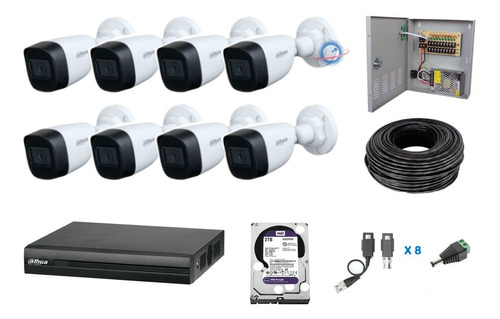 Kit 8 Camaras 5mp Con Microfono Dvr 8 Ch Dahua 2tb Purple 