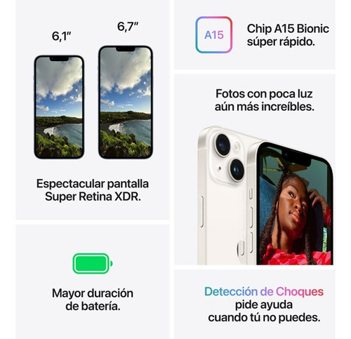 Apple iPhone 14 Plus (128 GB) - Blanco estelar - Excelente (Reacondicionado)