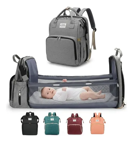 Mochila Maternidade Bolsa Bebê Térmica Com Berço E Trocador Cinza Liso
