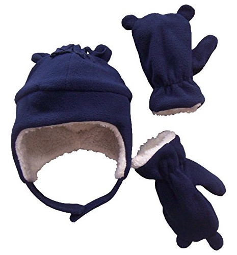 Niños Alineada Sherpa Micro Fleece Hat Y Manopla Conjunto Co