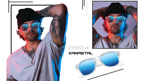Anteojos De Sol Polarizados Kanastal Talle Unitalla (medianos/m/142mm & 50mm) Diseño Transparente Azul Armazón Transparente Y Lente Azul Deportivo Manejar Conducir De Moda Clásico Retro Elegante