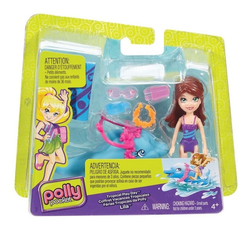 Muñeca Polly Pocket Vehiculos Tropicales Delfin + Accesorios