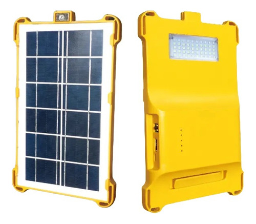 Cargador Batería Panel Solar Portátil Luz Led Banco Energía Color Amarillo