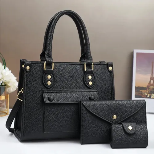 Pack X3 Carteras Bandolera Mujer Cuero Pu Billetera Mujer Bolsos Cruzados Moda Casual Para Uso Diario Regalo Color Negro Levys Bazar