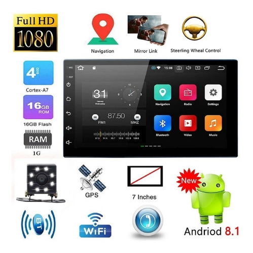 Radio Android Pantalla 2 Din Wifi Gps Mirrorlink -cámara