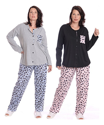 Pack X2 Unidades Pijama Talle Grande Mujer Art 847