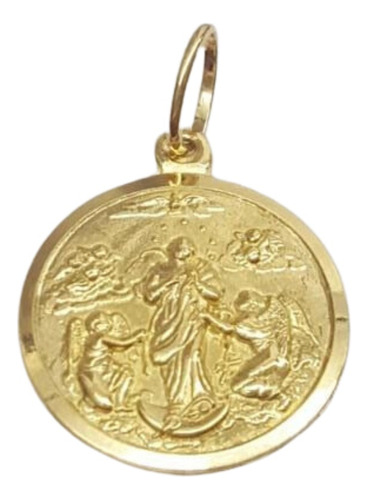Medalla Religiosa Oro 18 Kts Virgen Desatanudos 16 Mm 2 Grs