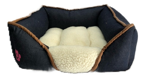 Cama Perro Denim/peluche Suave Y Lavable Medium