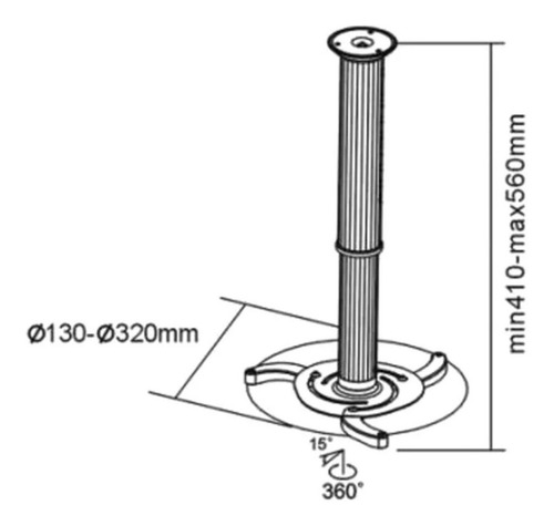 Imagen 9 de 10 de Soporte De Proyector Techo Universal Negro Prb6 Vision Elite