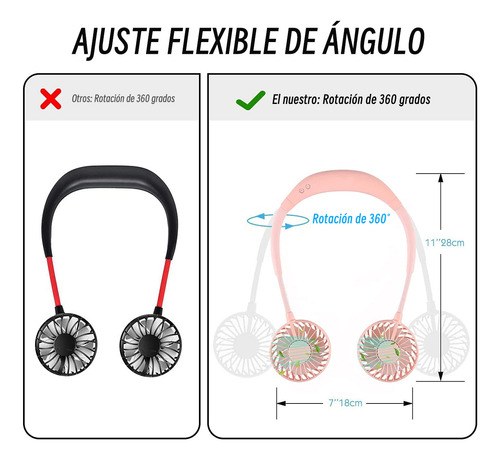 Mini Ventilador Portátil De Cuello Con Led Para Ejercicio