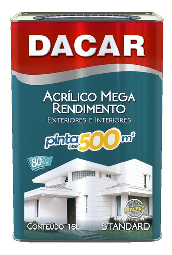 Pintura Acrílico Mega Rendimiento Dacar Antihongo 18l