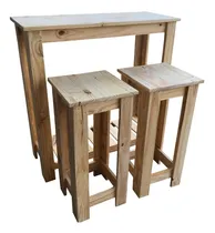 Comprar Desayunador Barra 2 Banquetas Taburetes Madera Pino Envios