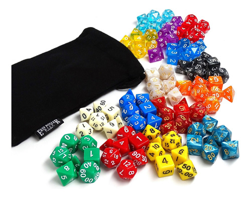 Set 7 Dados Rol, D20, D12, D8, D6, D4, 2d10 (d100)e