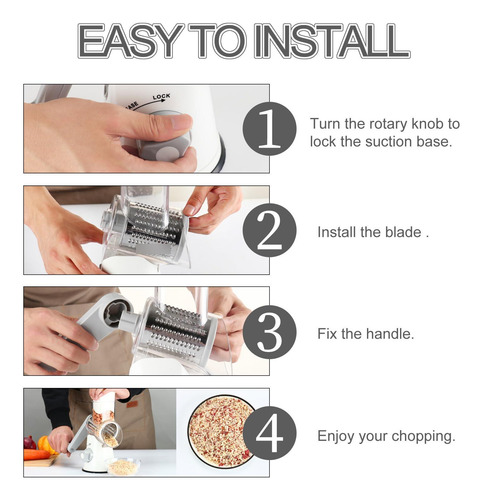 Rallador Giratorio Manual Con 3 Cuchillas Para Queso Y Fruto