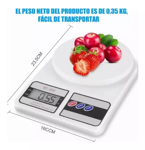 Balanza De Cocina Tara 1Gr A 10Kg A Pilas Pasteleria Gastronomia Plato  Grande Sf-400