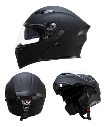 Casco Negro Mate Stop Led Luz Abatible Certificado Pulsar