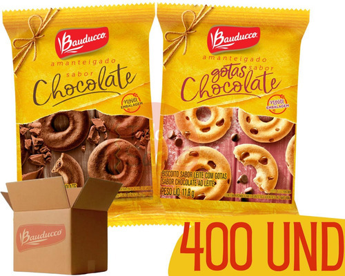 Biscoito Sache Amanteigados Chocolate + Gotas Bauducco 400 U