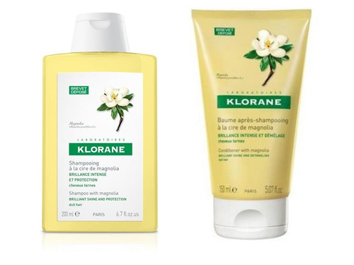 Klorane Shampoo + Balsamo A La Cera Magnolia Cabello Brillo