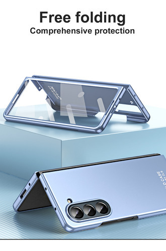 Para Samsung Galaxy Z Fold 5 Funda Translúcida Con Soporte Color Azul For Samsung Z Fold 5