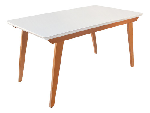 Mesa Amsterdã Com Quatro Cadeiras Jade + Aparador Moscou Off White Castanho