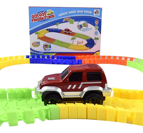 Imagen 4 de 9 de Pista De Coche Flexible Infantil 1 Auto Para Niños Log-on