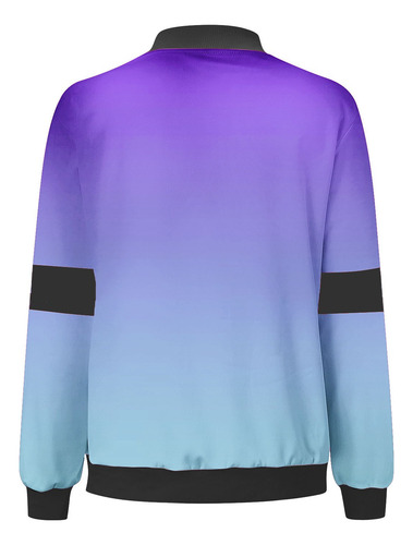 Chaqueta Con Cremallera Y Bolsillo Degradado Para Mujer