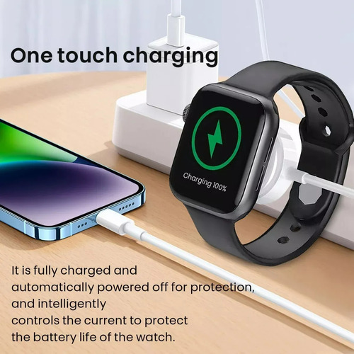 Cable Cargador 2 En 1 Usb Tipo C Para Iphone Apple Watch Blanco