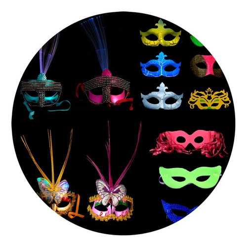 Imagen 1 de 10 de Combo X10 Mascara Antifaz Full Led Luminoso Disfraz Cotillon