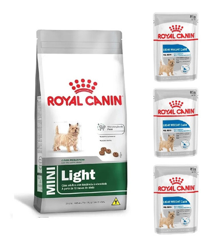 Kit Mini Light 2,5kg E 3 Sachês Weight Care 85g Royal Canin