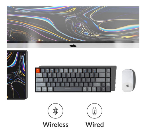 Teclado Do Teclado K6 65% Compacto 68 Teclado Para Jogos Sem