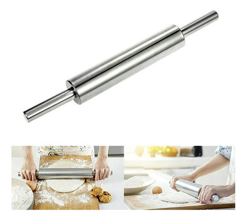 Rodillo 28cm Acero Inoxidable Profesional Amasar Reposteria