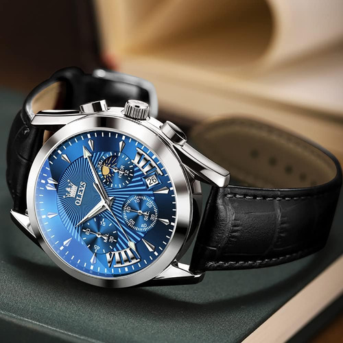 Olevs Reloj Redondo Para Hombre Con Esfera Grande, Correa De