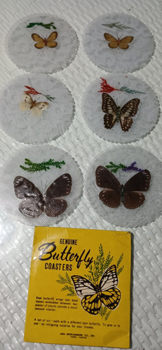 Genuine Butterfly Coasters 6 Indiv. Apoya Vaso